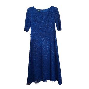 NEW! LE COL (Italian Brand) Lace Dress Midnight Blue Italian Size 40 = US 4 $557
